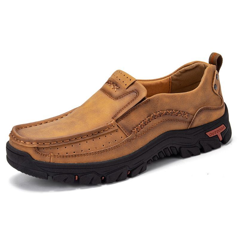 Heren Retro Microfiber Leer Comfy Slip-on Outdoor Antislip Casual Platte Schoenen