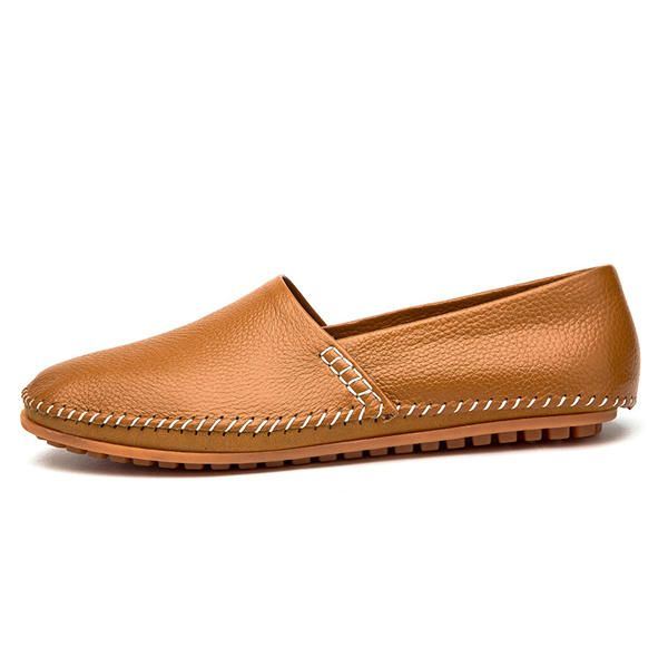 Zachte Lederen Platte Loafers Voor Heren Ademende Instapschoenen