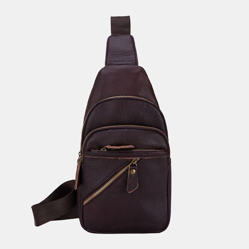 Heren Echt Leer Multi-lagen Lichtgewicht Crossbody Tas Borsttas Sling Bag