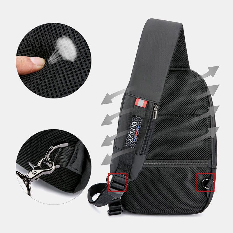 Heren Usb Opladen Waterdichte Borsttas Casual Afneembare Schouderriem Ademende Crossbody Tassen Schoudertas