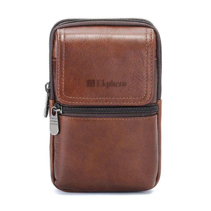 Heren Koeienhuid Minimalistische Mode Telefoon Zak Heuptas Crossbody Tas