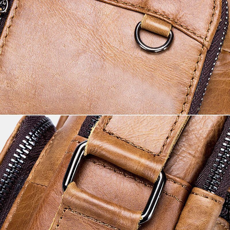 Heren Multi-pocket Lederen Crossbody Tassen Terug Anti-diefstal Zak Ontwerp Slijtvaste Grote Capaciteit Messenger Bag Handtas