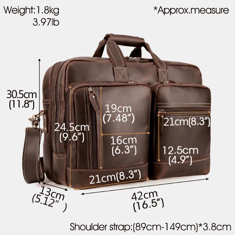 Heren Multifunctionele Multi-pocket Lerarentas Vintage Grote Capaciteit 15.6 Inch Laptoptassen Aktetassen Crossbody Schoudertas Handtas