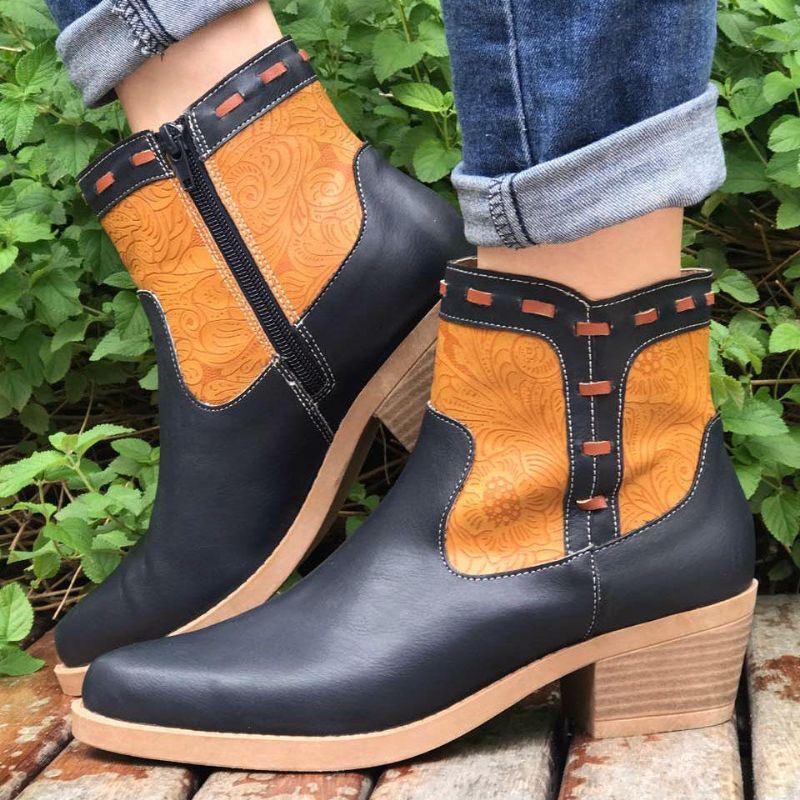 Casual Enkellaarsjes Met Dikke Hak Voor Dames