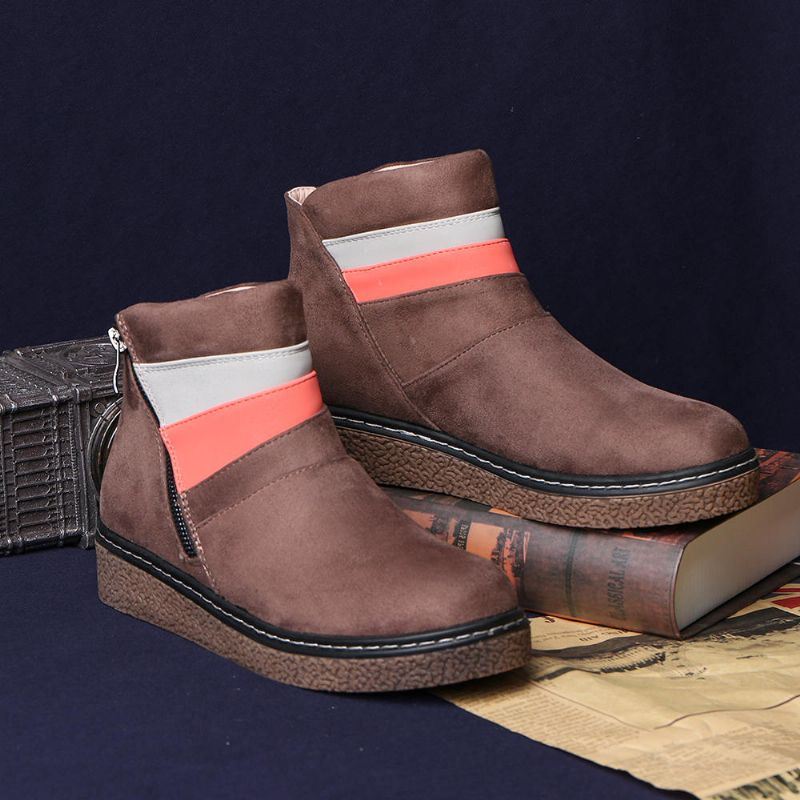 Dames Kleur Splicing Rits Platte Casual Enkellaarsjes