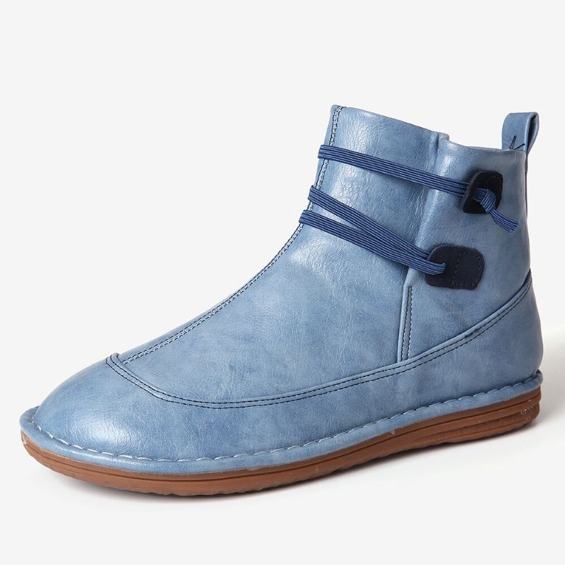 Klassieke Stiksels Voor Dames In Effen Kleur Antislip Winter Enkellaarsjes
