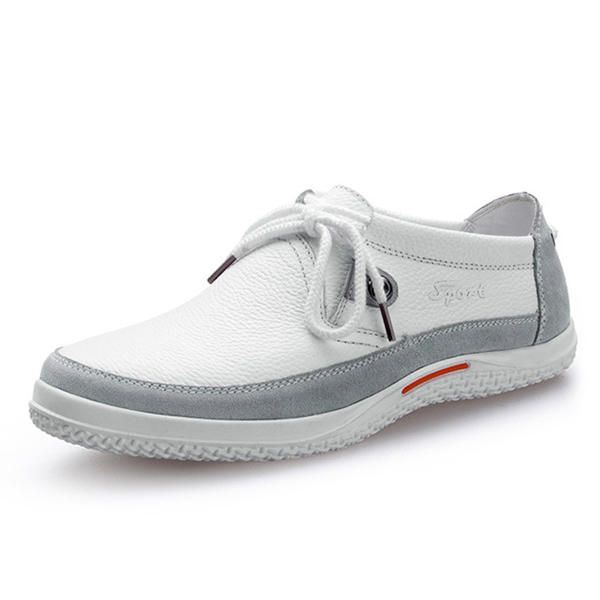 Heren Oxfords Casual Platte Schoenen Met Veters In Leer