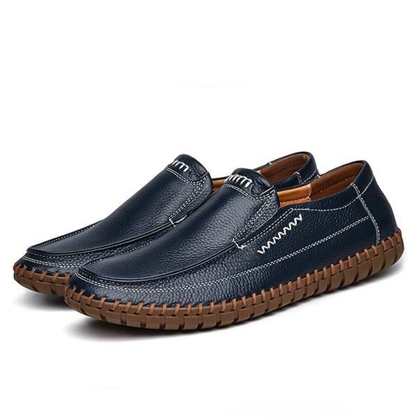 Schoenen Heren Echt Leer Handstiksels Zachte Zool Slip Op Oxfords