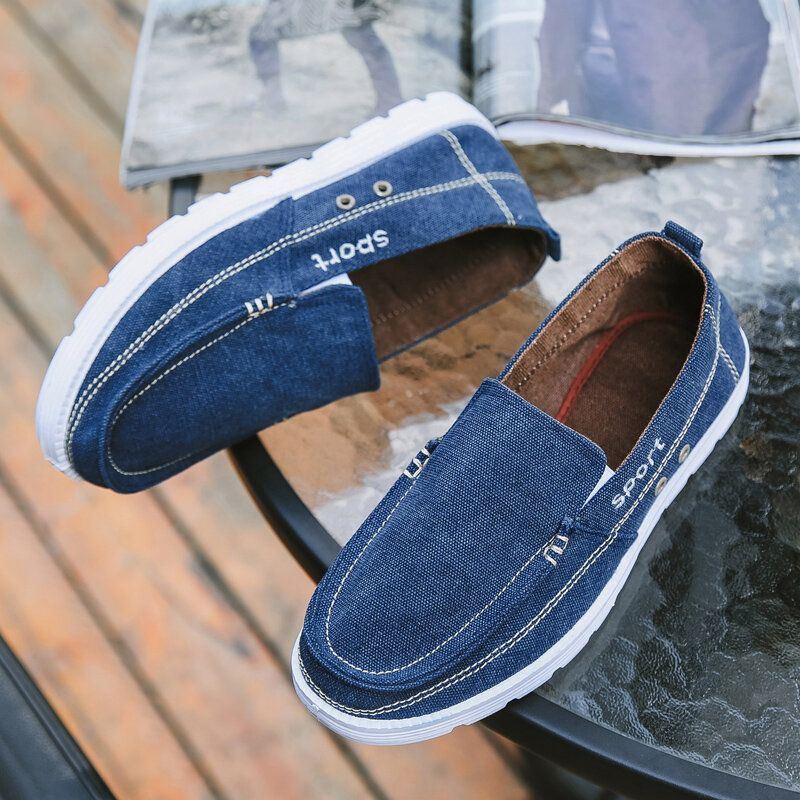 Heren Canvas Ademende Zachte Zool Antislip Korte Pure Kleur Comfy Casual Court Shoes