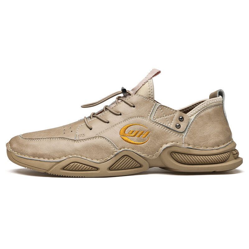 Heren Handstiksels Rundleer Ademend Zacht Casual Rijden Sneakers