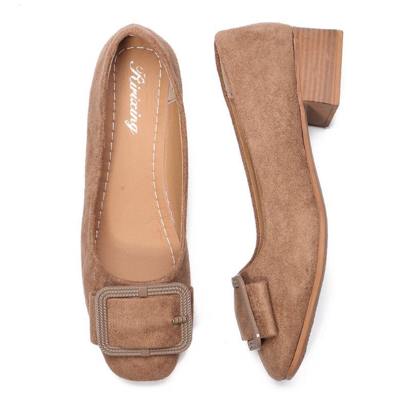 Dames Metal Decor Suede Block Elegante Jurk Schoenen
