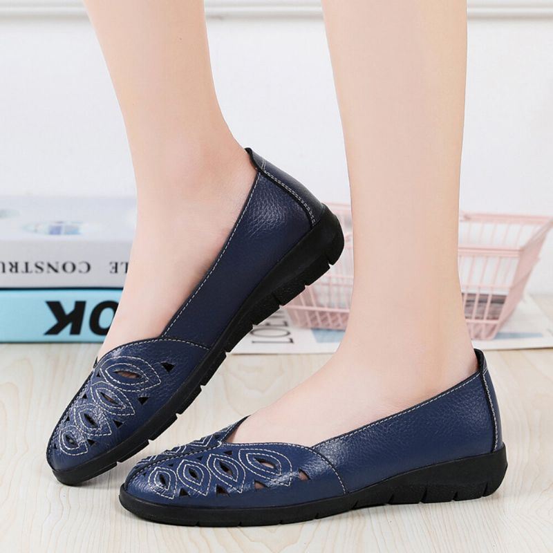 Dames Stiksels Bloem Hollow Non-slip Casual Slip On Loafers