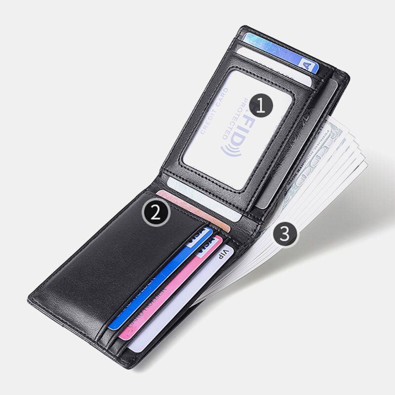 Heren Lederen Anti-diefstal Push Card Slot Multi-slot Licentie Case Kaarthouder Portemonnee