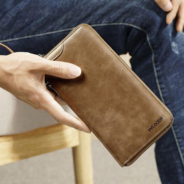 Heren Lederen Vintage Kaarthouder Portemonnee Telefoon Tas