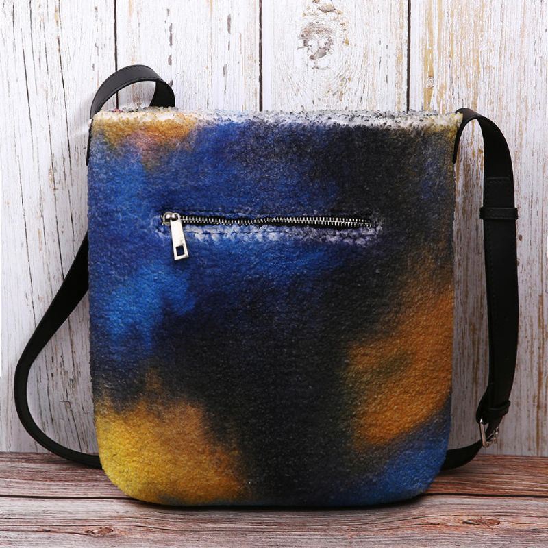 Heren Dames Speciale Kleurrijke Diy Lam Haartas Crossbody Tas Voor Dagelijks Buiten