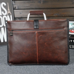 Heren Vintage Kunstleer Multifunctionele Multi-carry Effen Kleur Handtas Casual Aktetas