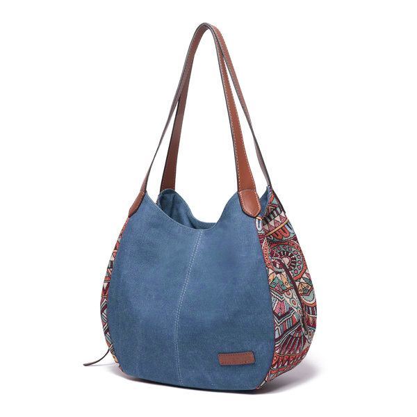 3 Hoofdtassen Bohemen Grote Capaciteit Canvas Bloemen Handtas Schoudertas Voor Dames