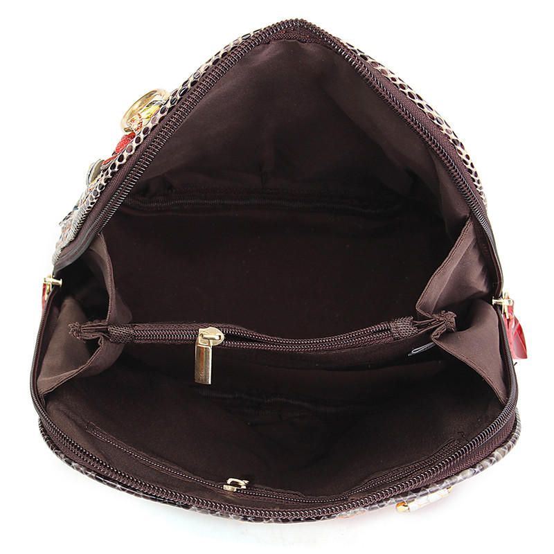 Crossbodytas Van Echt Leer Met Patchwork Bloemen Voor Dames