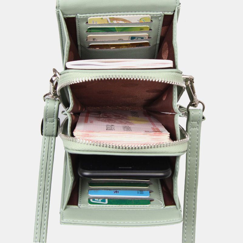 Dames 8 Kaartsleuven Telefoontas Solide Crossbody Tas Schoudertas