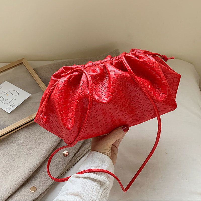 Damesmode Weven Effen Pouch Crossbody Tas Schoudertas Koppelingen Tas